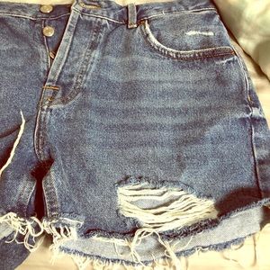 Madewell oversized jean shorts.